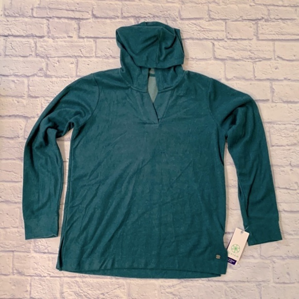 GAIAM Easy Fit Deep Teal Hooded Sweatshirt Super Soft Lightweight Size Med NWT